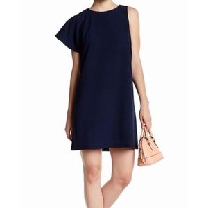 Chelsea28 Navy One Shoulder Shift Dress